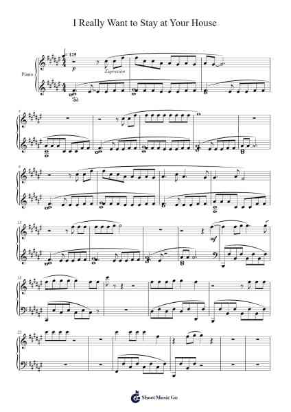 I REALLY WANT TO STAY AT YOUR HOUSE Sheet Music by Rosa Walton/Hallie Coggins-Arr.Rebar Mulin
