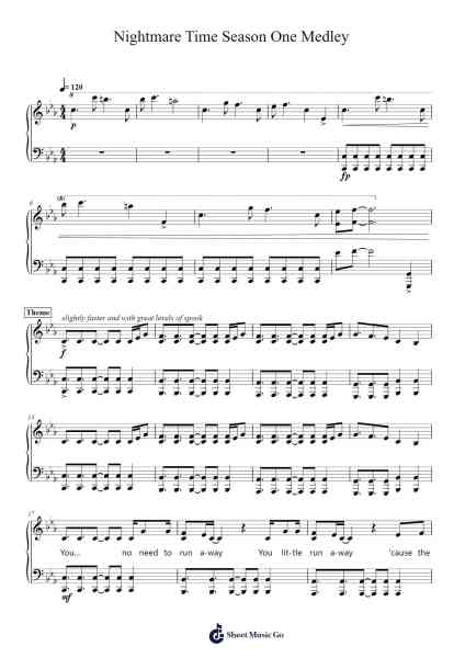 Nightmare Time Season One Medley Sheet Music by Jeff Blim-Arr.Urvien Browntha