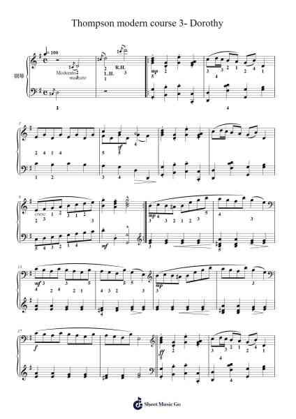 Thompson modern course 3- Dorothy Sheet Music by John Thompson-Arr.Humbryce Vanral
