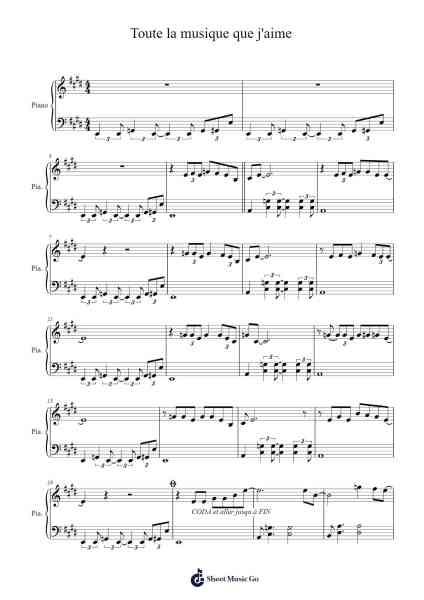 Toute la musique que j'aime Sheet Music by Johnny Hallyday-Arr.Faitheten Finntham