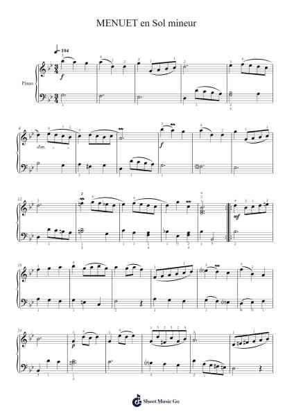 Menuet in G Minor, BWV Anh. 115 Sheet Music by Johann Sebastian Bach-Arr.Zoetricia Smedsibyl