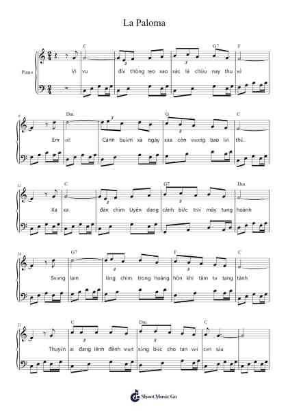 La Paloma Sheet Music by La Mojiganga-Arr.Dilliz Woolfsil