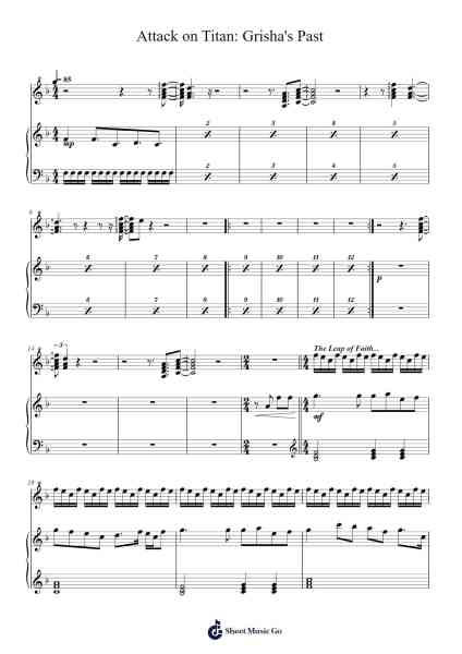 Attack on Titan: Grisha's Past Sheet Music by Hiroyuki Sawano-Arr.Shirvien