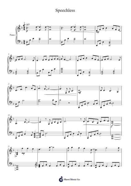 Speechless Sheet Music by Naomi Scott-Arr.Blandel