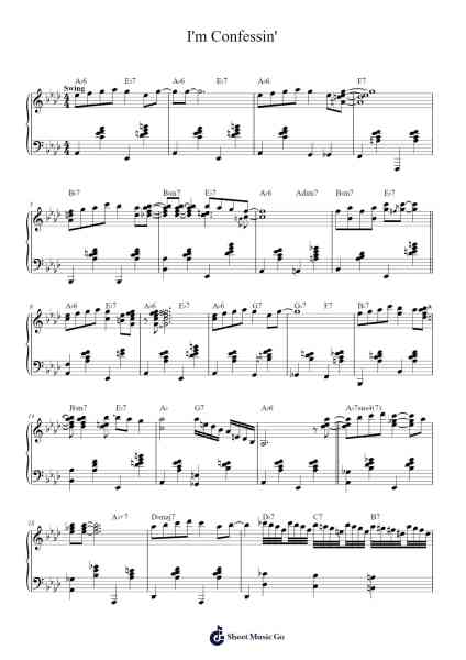 I'm Confessin' Sheet Music by Thelonious Monk-Arr.Beckfey Earlnice