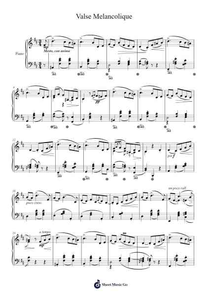 Valse Mélancolique Sheet Music by Mykola Lysenko-Arr.Toddgail