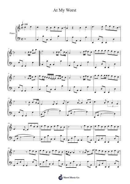At My Worst Sheet Music by Pink Sweat$-Arr.Bilsa Montlaw