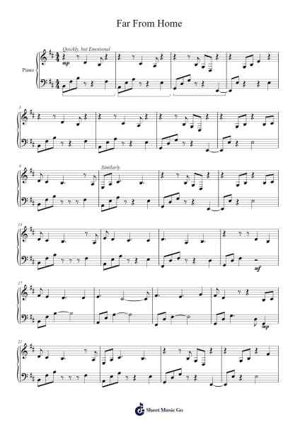 Far From Home Sheet Music by Ivan Moony/Jeramy Spencer/Mathew Snell/Thomas Jason Grinstead/Zolton Bathory/Kevin Churko/Darrell Roberts-Arr.Leoduke Hodwey