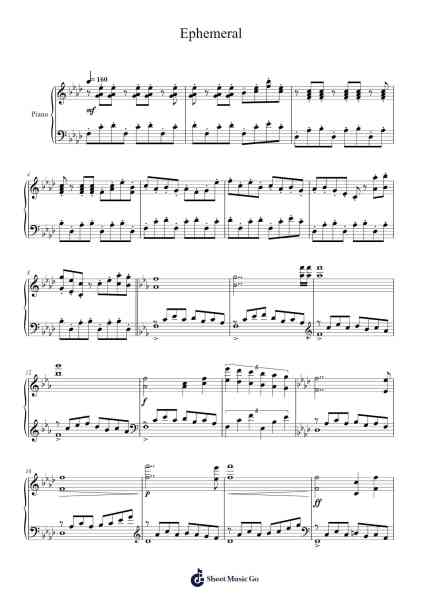 Ephemeral Sheet Music by Mili-Arr.Sigwy Lorxine