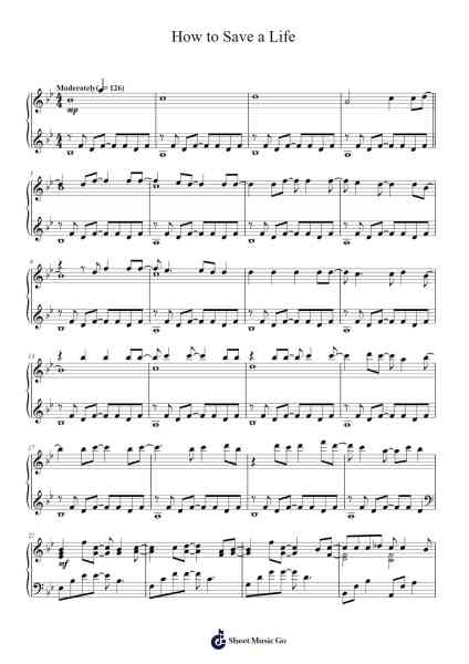 How to Save a Life Sheet Music by The Fray-Arr.Bisay