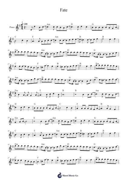 Fate - Full House OST Sheet Music by Full House-Arr.Ciscer Georyale