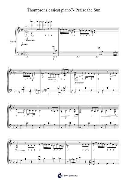 Thompsons easiest piano7- Praise the Sun Sheet Music by John Thompson-Arr.Milnett