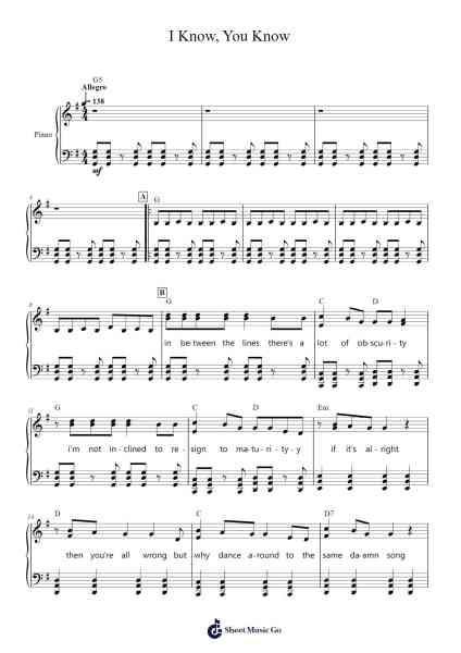 I Know, You Know Sheet Music by The Friendly Indians-Arr.Lynvi