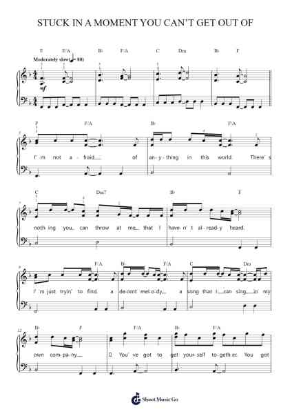 Stuck In A Moment You Can't Get Out Of Sheet Music by U2-Arr.Trollstal