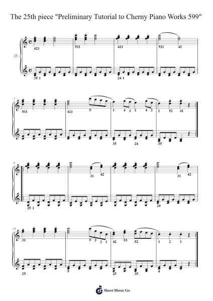 The 25th piece "Preliminary Tutorial to Cherny Piano Works 599" Sheet Music by Czerny-Arr.Fitzbaird Marreade