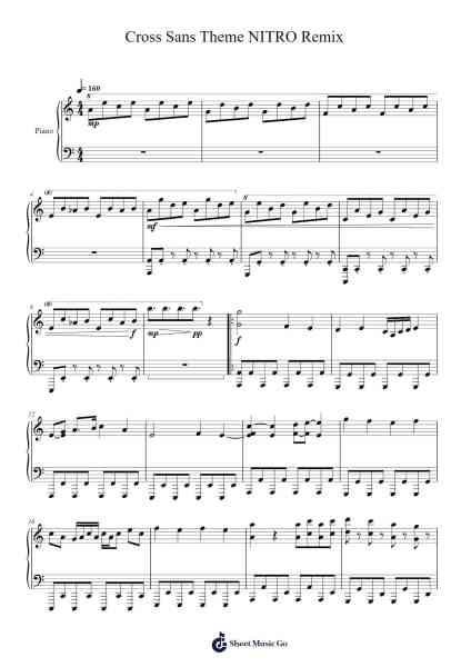 Cross Sans Theme NITRO Remix Sheet Music by Jakei & NyxTheShield-Arr.Gwenter Stedi