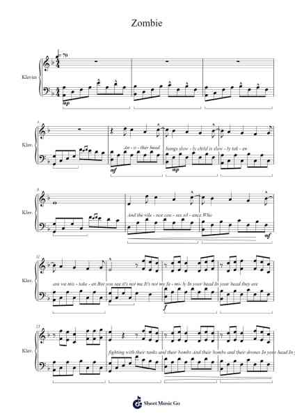 Zombie Notenblatt von Bad Wolves-Arr.Auslus Yeachard