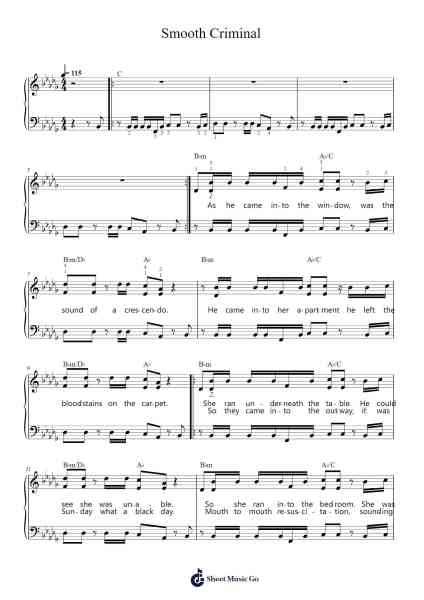 Smooth Criminal Sheet Music by Michael Jackson-Arr.Regbob Diachols