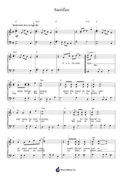 Sacrifice Sheet Music by Elton John-Arr.Websjean Hodgdre
