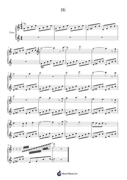 Hi Sheet Music by Temporex-Arr.Reywood