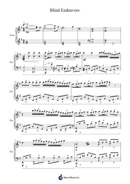 Blind Endeavors Sheet Music by Samuel Sim-Arr.Viriah