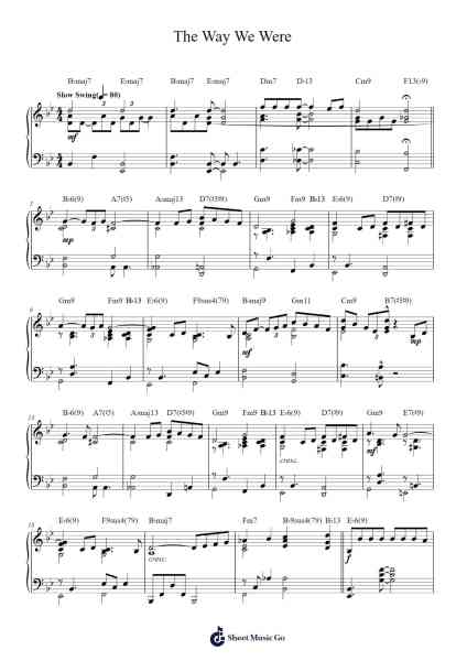 The Way We Were Sheet Music by Barbra Streisand-Arr.Kercox