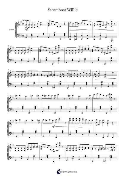 Steamboat Willie Sheet Music by Wilfred Jackson/Bert Luwis-Arr.Peathew Odeshua