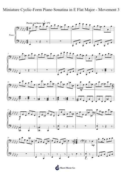 Miniature Cyclic-Form Piano Sonatina in E Flat Major - Movement 3 Sheet Music by Cookeda-Arr.Subill