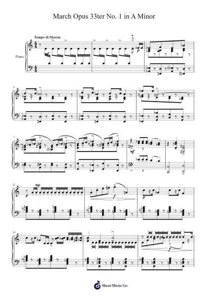 March Opus 33ter No. 1 in A Minor Sheet Music by Sergei Prokofiev-Arr.Zangline