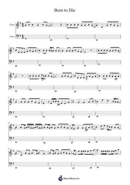 Born to Die Sheet Music by Lana Del Rey-Arr.Vicline Byzer