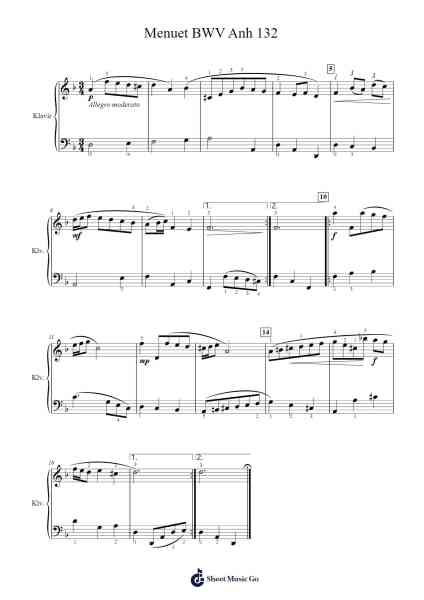 Menuet in G Major, BWV Anh. 132 Sheet Music by Johann Sebastian Bach-Arr.Holmesney Cliffcol