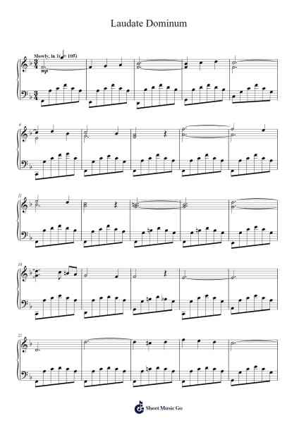 Laudate Dominum from Vesperae solennes de confessore, K. 339 Musica per pianoforte di Wolfgang Amadeus Mozart - Arr.Pritience