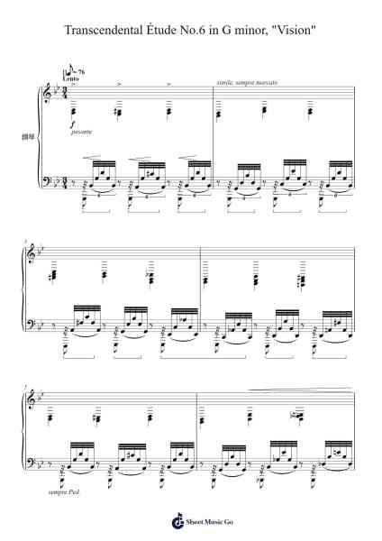 Transcendental Étude No. 6 in G Minor, "Vision" Sheet Music by Franz Liszt-Arr.Humerid Birdglan