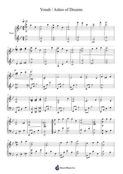 Yonah / Ashes of Dreams Sheet Music by Keiichi Okabe-Arr.Twainryl