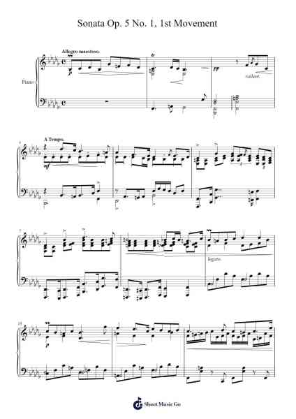 Sonata Op. 5 No. 1, 1st Movement Sheet Music by thanatouch-Arr.Mccan