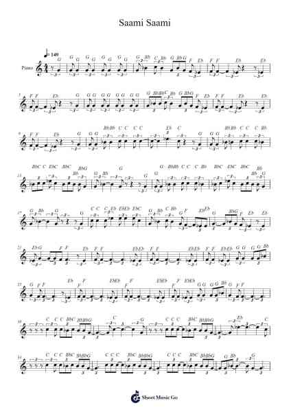 Saami Saami Sheet Music by Devi Sri Prasad-Arr.Cookeda
