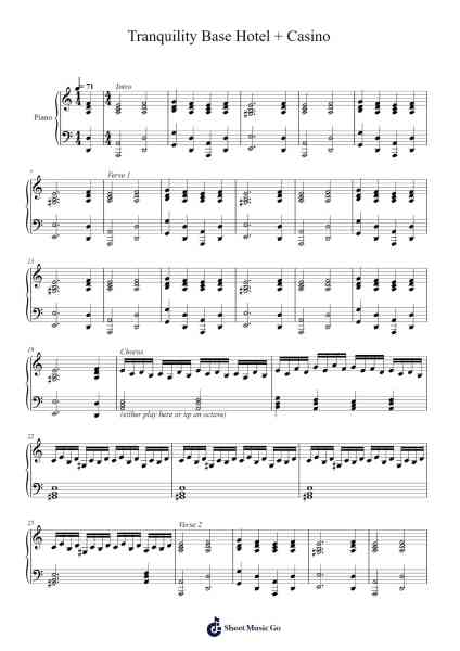 Tranquility Base Hotel + Casino Sheet Music by Arctic Monkeys-Arr.Toutfey