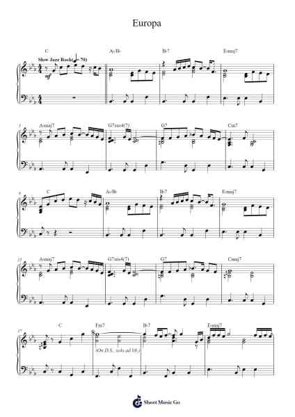 Europa Sheet Music by Carlos Santana-Arr.Latvin