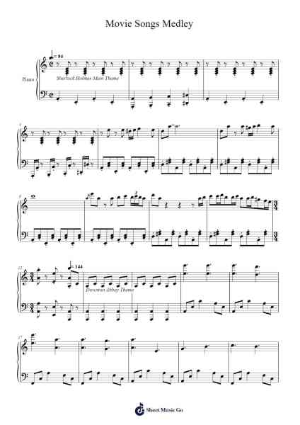 Movie Songs Medley Sheet Music by Pauline Moulin-Arr.Invy