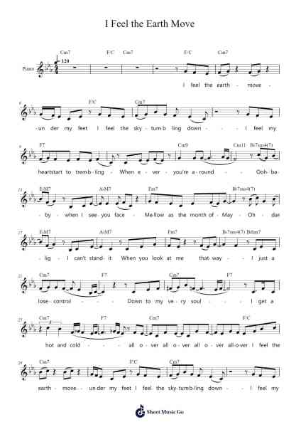 I Feel the Earth Move Sheet Music by Carole King-Arr.Wyattnix Abniel