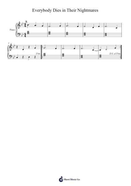 everybody dies in their nightmares Sheet Music by XXXTENTACION-Arr.Waydutt