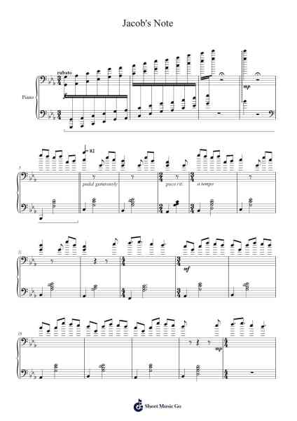 Jacob's Note Sheet Music by Swedish House Mafia/Jacob Mühlrad-Arr.Burtine