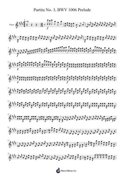 Partita No. 3 in E Major, BWV 1006: I. Prelude Sheet Music by Johann Sebastian Bach-Arr.Moisham Whcky