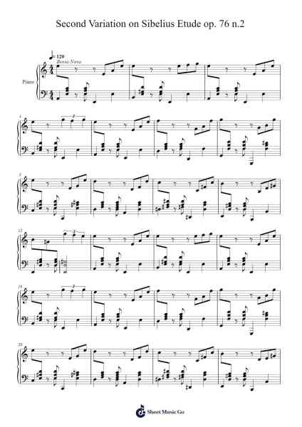 Second Variation on Sibelius Etude op. 76 n.2 Sheet Music by Davide Battarino-Arr.Evejob