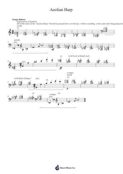 Aeolian Harp Sheet Music by Henry Cowell-Arr.Wershop Keyburns