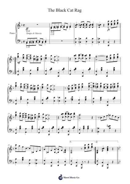The Black Cat Rag Sheet Music by Frank Wooster/Ethyl B. Smith-Arr.Ranvy Birdberg