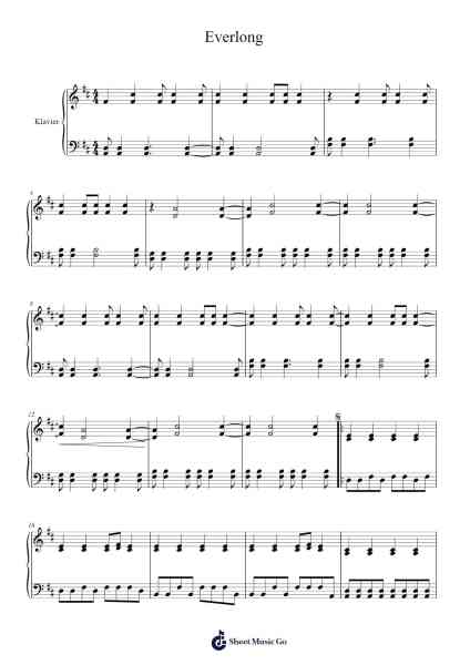 Everlong Sheet Music by Foo Fighters-Arr.Huxver Birdnee