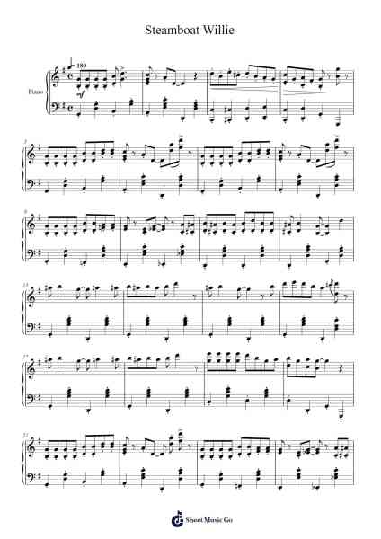Steamboat Willie Sheet Music by -Arr.Hugphil Aray
