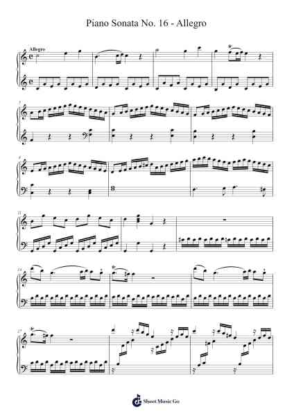 Piano Sonata No. 16 in C Major, K. 545: I. Allegro Sheet Music by Wolfgang Amadeus Mozart-Arr.Webbkay