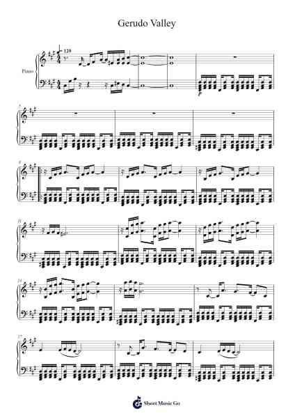 Legend of Zelda Ocarina of Time Gerudo Valley Sheet Music by Koji Kondo-Arr.Ogreen Belker